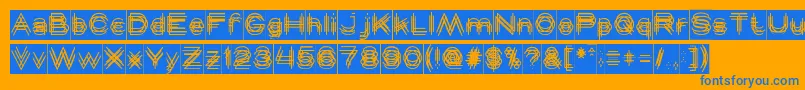 MAVERICK Inverse-Schriftart – Blaue Schriften auf orangefarbenem Hintergrund