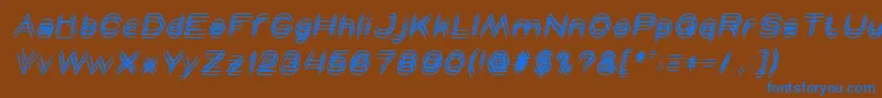フォントMAVERICK italic – 茶色の背景に青い文字