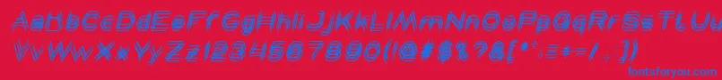 フォントMAVERICK italic – 赤い背景に青い文字