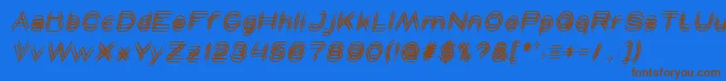 フォントMAVERICK italic – 茶色の文字が青い背景にあります。