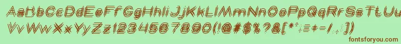 フォントMAVERICK italic – 緑の背景に茶色のフォント