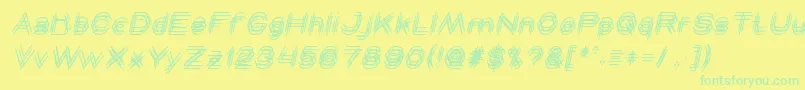 Weitere Informationen zur MAVERICK italic-Schriftart MAVERICK italic-Schriftart – Grüne Schriften auf gelbem Hintergrund