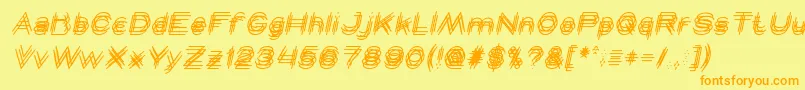 Lisätietoja MAVERICK italic-fontista MAVERICK italic-fontti – oranssit fontit keltaisella taustalla