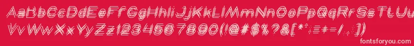 MAVERICK italic-fontti – vaaleanpunaiset fontit punaisella taustalla