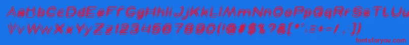 MAVERICK italic Font – Red Fonts on Blue Background