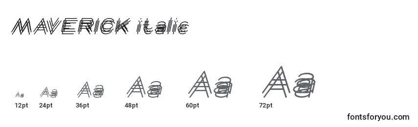 Размеры шрифта MAVERICK italic