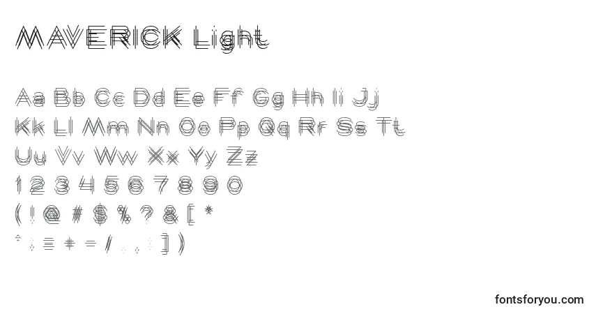 Schriftart MAVERICK Light – Alphabet, Zahlen, spezielle Symbole