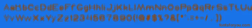 フォントMAVERICK – 茶色の文字が青い背景にあります。