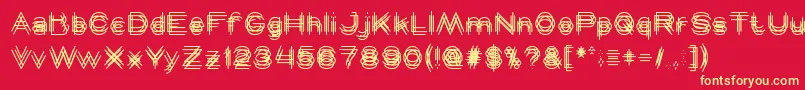 MAVERICK-Schriftart – Gelbe Schriften auf rotem Hintergrund
