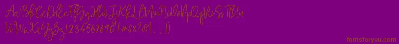 Mawar Merah-Schriftart – Braune Schriften auf violettem Hintergrund