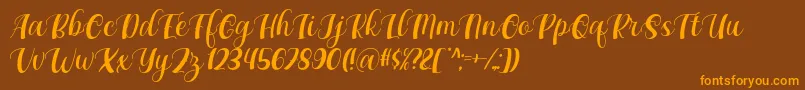 Maxeva by 7NTypes D Font – Orange Fonts on Brown Background