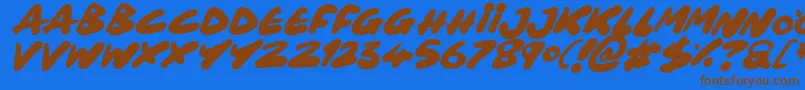 Maxi Marker Italic-Schriftart – Braune Schriften auf blauem Hintergrund