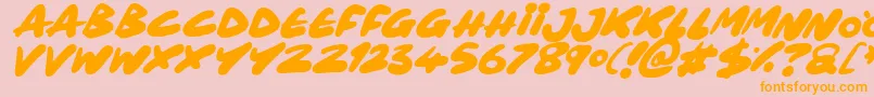 Maxi Marker Italic-fontti – oranssit fontit vaaleanpunaisella taustalla