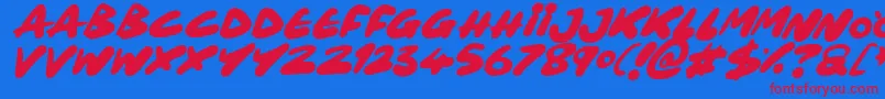 Weitere Informationen zur Maxi Marker Italic-Schriftart Maxi Marker Italic-Schriftart – Rote Schriften auf blauem Hintergrund