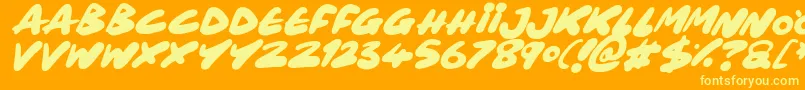 Maxi Marker Italic-Schriftart – Gelbe Schriften auf orangefarbenem Hintergrund
