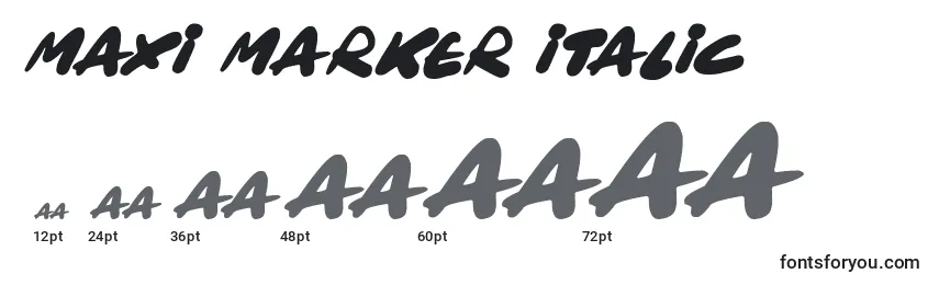 Размеры шрифта Maxi Marker Italic