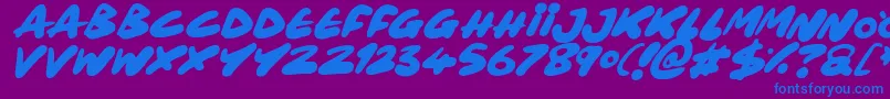 Czcionka Maxi Marker Italic – niebieskie czcionki na fioletowym tle