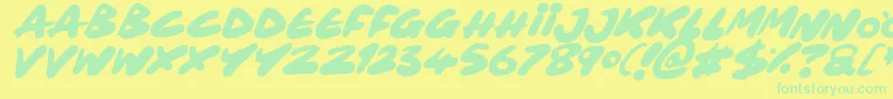 Maxi Marker Italic Font – Green Fonts on Yellow Background