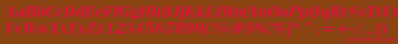 フォントFeniceBoldItalicBt – 赤い文字が茶色の背景にあります。