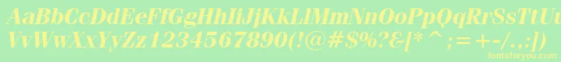 FeniceBoldItalicBt Font – Yellow Fonts on Green Background