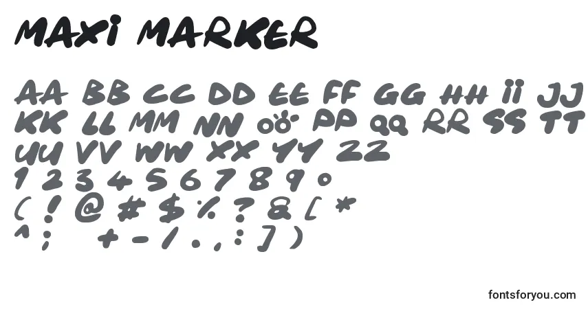 Schriftart Maxi Marker (133851) – Alphabet, Zahlen, spezielle Symbole