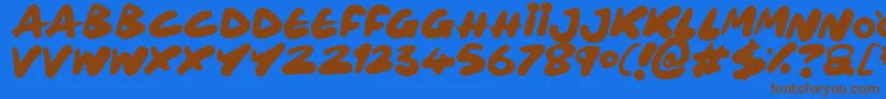 Maxi Marker-Schriftart – Braune Schriften auf blauem Hintergrund
