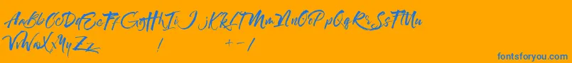 Maximaz-Schriftart – Blaue Schriften auf orangefarbenem Hintergrund