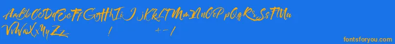 Maximaz-Schriftart – Orangefarbene Schriften auf blauem Hintergrund