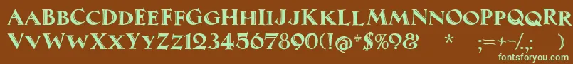 MaximilianAntiquaSmallCaps Font – Green Fonts on Brown Background