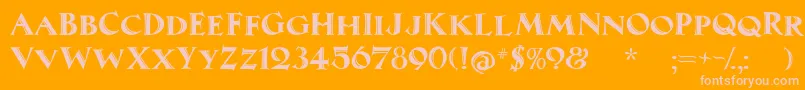 Czcionka MaximilianAntiquaSmallCaps – różowe czcionki na pomarańczowym tle