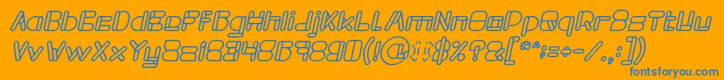 MAXIMUM KILOMETER Bold Italic-Schriftart – Blaue Schriften auf orangefarbenem Hintergrund