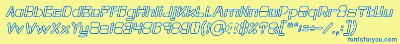 Czcionka MAXIMUM KILOMETER Bold Italic – niebieskie czcionki na żółtym tle