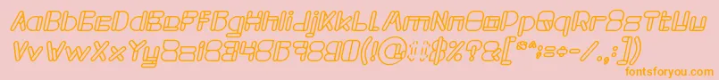 MAXIMUM KILOMETER Bold Italic-Schriftart – Orangefarbene Schriften auf rosa Hintergrund