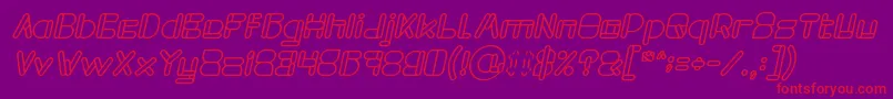 MAXIMUM KILOMETER Bold Italic-Schriftart – Rote Schriften auf violettem Hintergrund