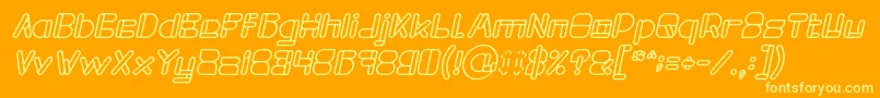 MAXIMUM KILOMETER Bold Italic-Schriftart – Gelbe Schriften auf orangefarbenem Hintergrund