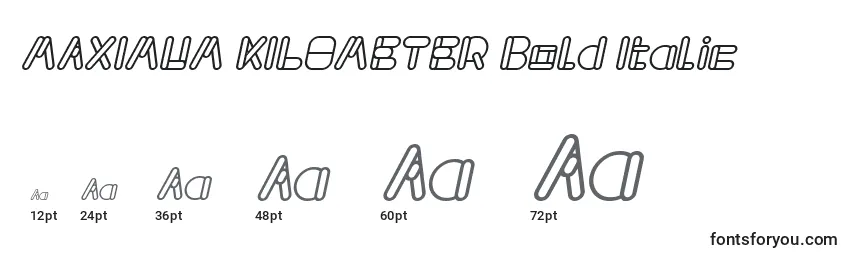 Размеры шрифта MAXIMUM KILOMETER Bold Italic