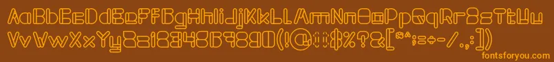 MAXIMUM KILOMETER Bold-Schriftart – Orangefarbene Schriften auf braunem Hintergrund