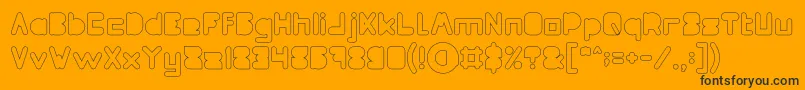 MAXIMUM KILOMETER Filled Hollow-Schriftart – Schwarze Schriften auf orangefarbenem Hintergrund