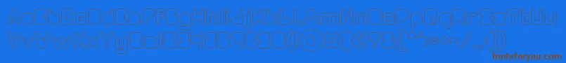 MAXIMUM KILOMETER Filled Hollow-Schriftart – Braune Schriften auf blauem Hintergrund