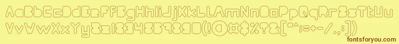 MAXIMUM KILOMETER Filled Hollow Font – Brown Fonts on Yellow Background