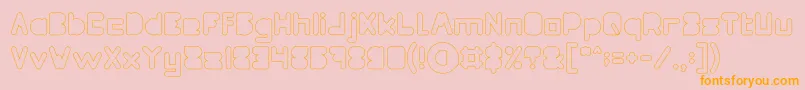 MAXIMUM KILOMETER Filled Hollow-Schriftart – Orangefarbene Schriften auf rosa Hintergrund