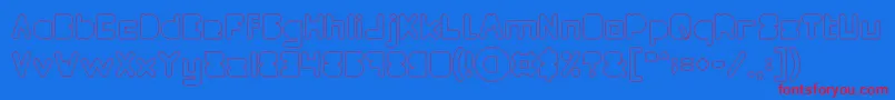 MAXIMUM KILOMETER Filled Hollow-Schriftart – Rote Schriften auf blauem Hintergrund