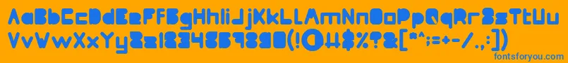 MAXIMUM KILOMETER Filled-Schriftart – Blaue Schriften auf orangefarbenem Hintergrund