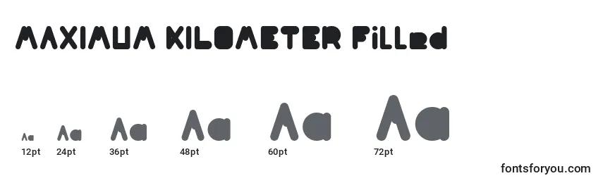 MAXIMUM KILOMETER Filled Font Sizes