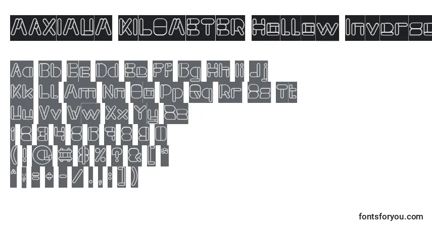 MAXIMUM KILOMETER Hollow Inverse Font – alphabet, numbers, special characters