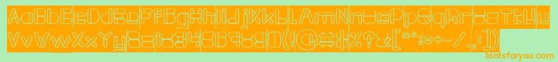 MAXIMUM KILOMETER Hollow Inverse-Schriftart – Orangefarbene Schriften auf grünem Hintergrund