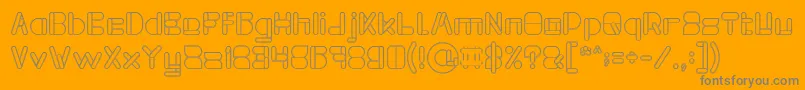 MAXIMUM KILOMETER Hollow-Schriftart – Graue Schriften auf orangefarbenem Hintergrund