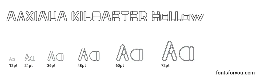 MAXIMUM KILOMETER Hollow Font Sizes