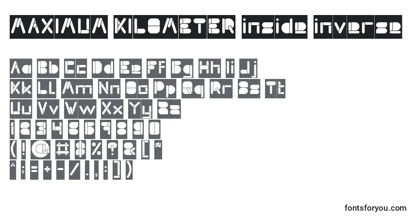Czcionka MAXIMUM KILOMETER inside inverse – alfabet, cyfry, specjalne znaki