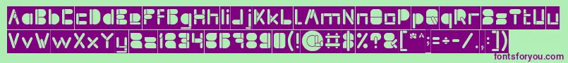 MAXIMUM KILOMETER inside inverse Font – Purple Fonts on Green Background